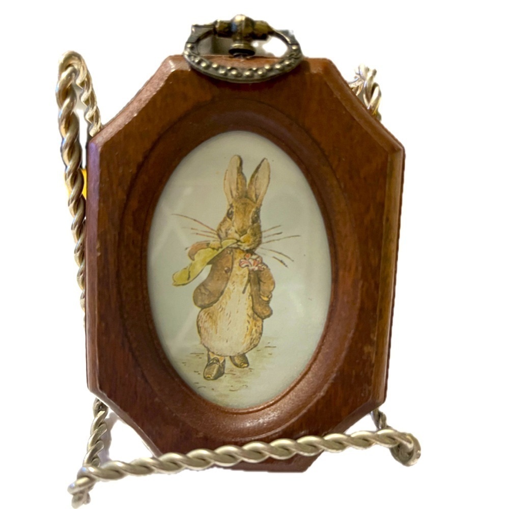 Vintage The Peter Rabbit Wooden Picture Frame with ornate hook, from the 80s.